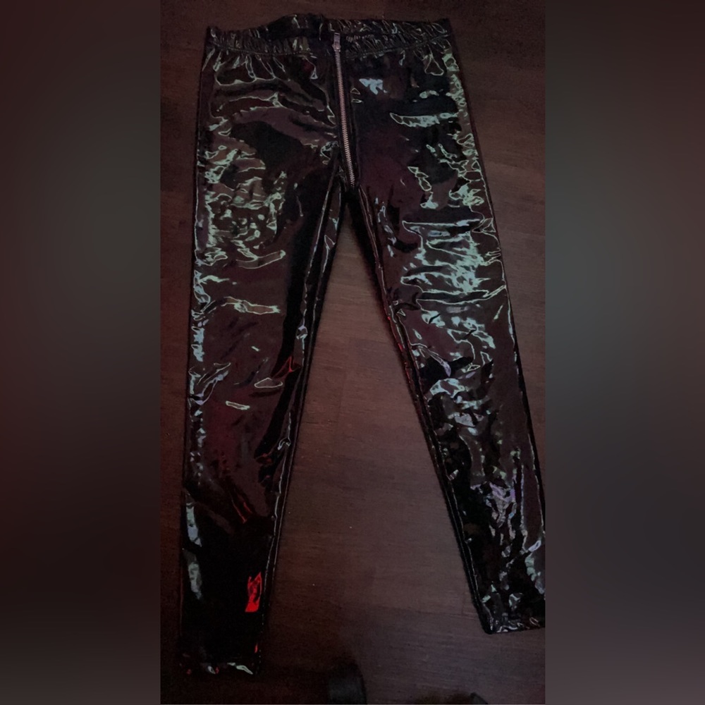 Current mood shiny pants full crotch zipper